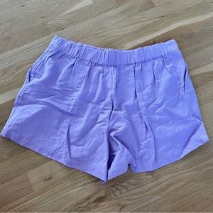 LOFT Purple Pleated Linen Pull On Shorts
